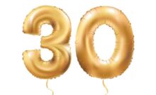 number thirty metallic balloon